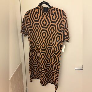 By Anthropologie Mock-Neck Short-Sleeve Mini Shift Dress